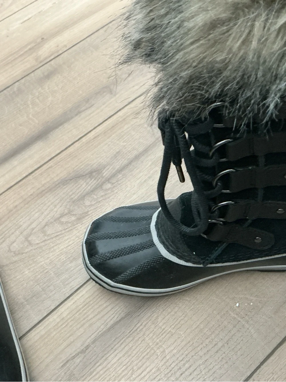 Sorel Black Kids Faux-Fur Cuff Winter Boots